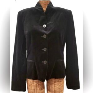 Lauren Ralph Lauren “Fall Classic” Black Velvet blazer button Front Shawl Collar